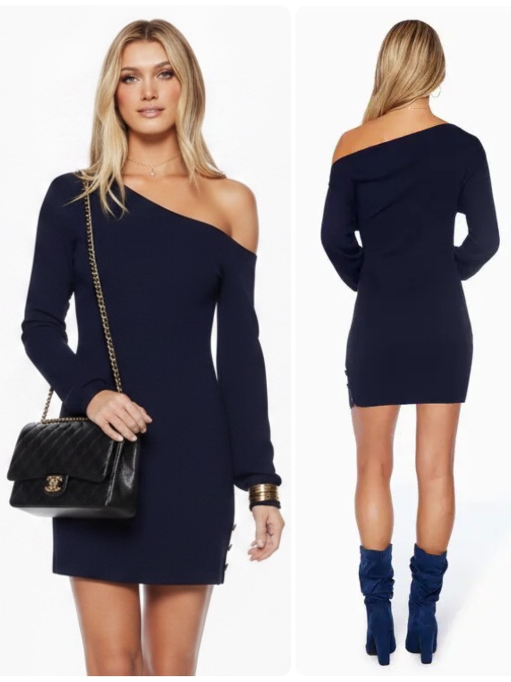 RAMY BROOK Kourtney Off-The-Shoulder Sweater Black Mini Dress NWT $345